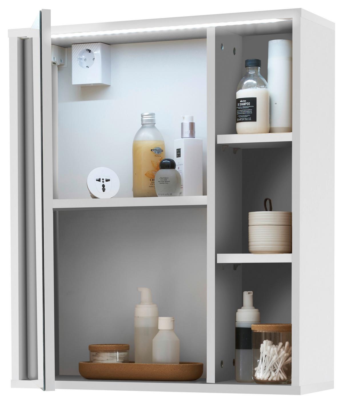 Spiegelschrank Greece Mit Led- Beleuchtung 1 Türe - Weiß, MODERN, Glas/Holzwerkstoff (60/70/20cm) - MID.YOU