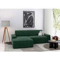 Ecksofa Wien Dunkelgrün S: 162x246 cm - Dunkelgrün/Schwarz, MODERN, Textil (162/246cm) - Trendmanufaktur