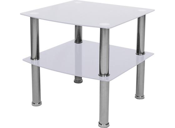 Kisasztal Peter - Króm/Fehér, modern, Üveg/Fém (45/43/45cm) Kisasztal Peter - Króm/Fehér, modern, Üveg/Fém (45/43/45cm)