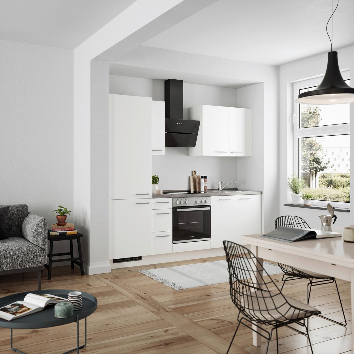 KÜCHENLEERBLOCK TOUCH HIGH - LINE, H2 LINKS - Weiß/Grau, MODERN, Holzwerkstoff (240cm) - Nobilia