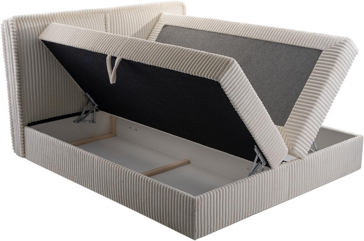 Boxbett Barcelona Lf: 180x200 Beige - Beige/Schwarz, MODERN, Holz/Kunststoff (180/200cm) - MID.YOU