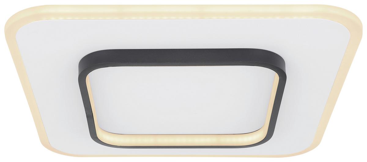 Led-deckenleuchte Lima L: 45,8 Cm Mit Fernbedienung - Opal/Schwarz, Basics, Kunststoff/Metall (45,8/45,8/6cm) - Globo