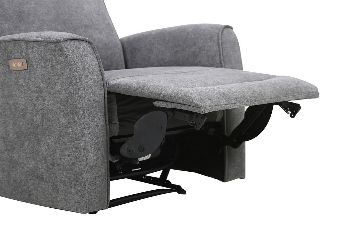 Polohovateľné TV kreslo Leon, sivé - čierna/sivá, Konventionell, textil/plast (85/105/97cm) - Ondega