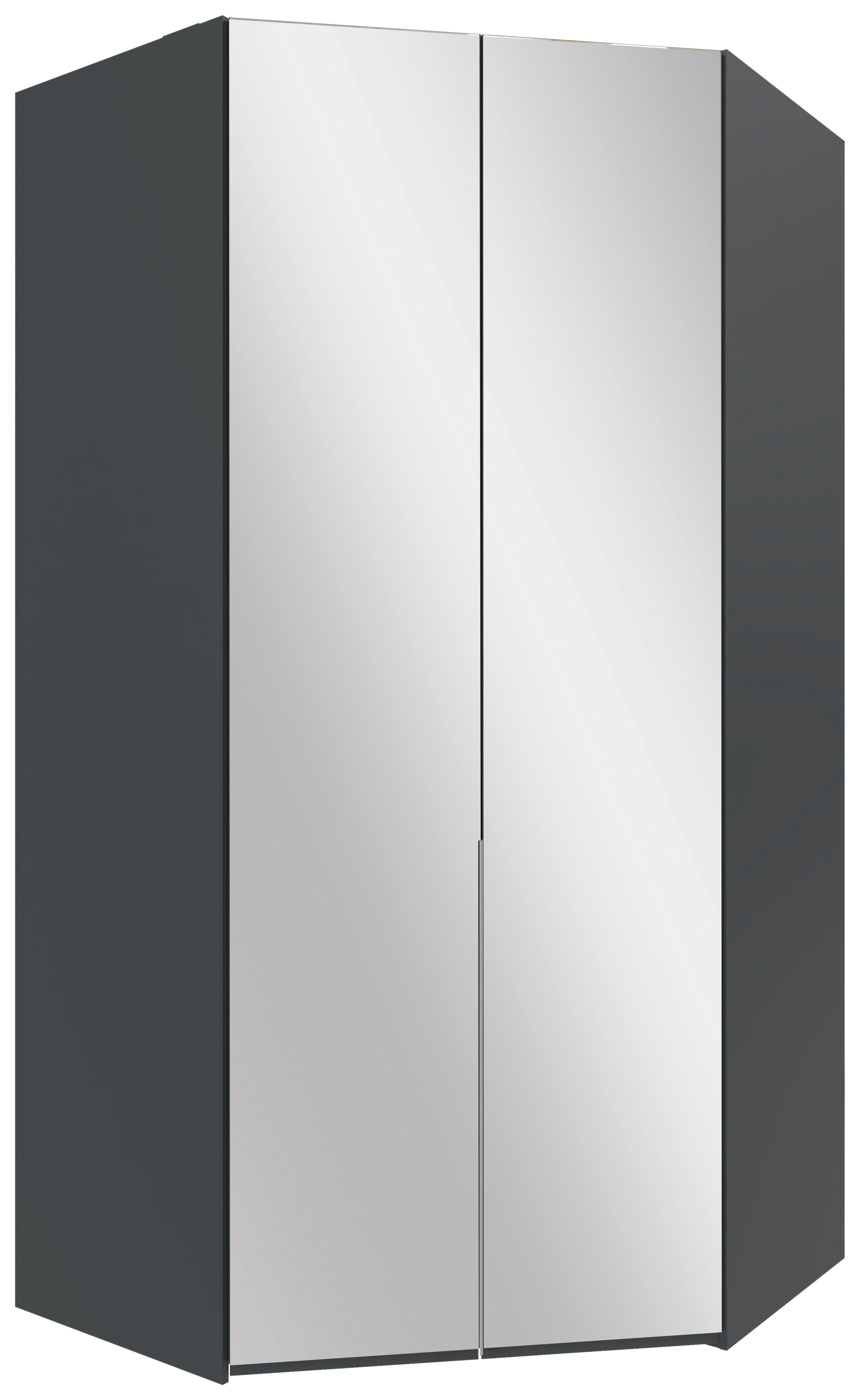 Eckkleiderschrank New York Graphitfarben B:120cm - Graphitfarben, MODERN, Glas/Holzwerkstoff (120/236/120cm) - MID.YOU