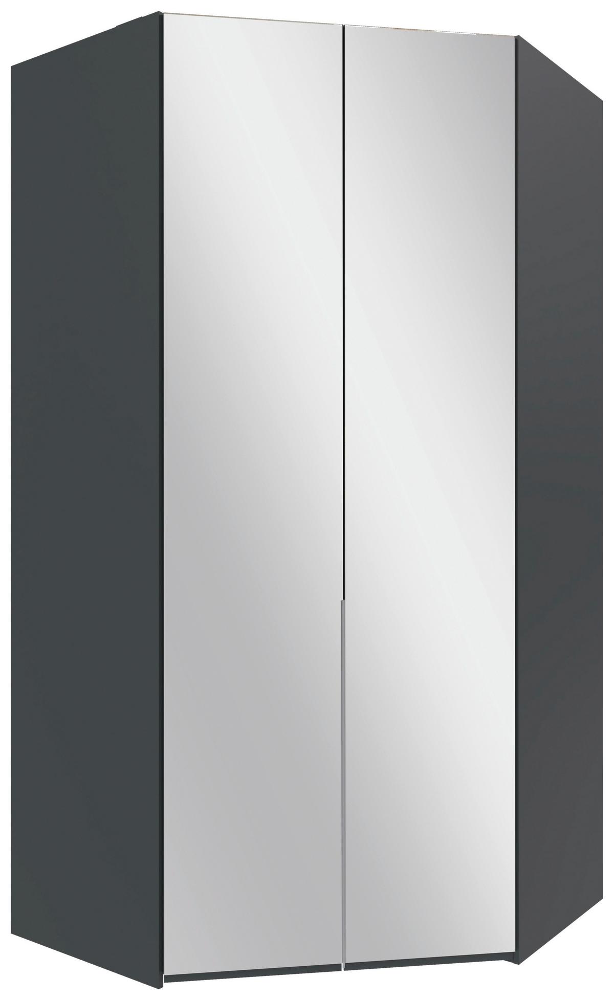Eckkleiderschrank New York Graphitfarben B:120cm - Graphitfarben, MODERN, Glas/Holzwerkstoff (120/236/120cm) - MID.YOU