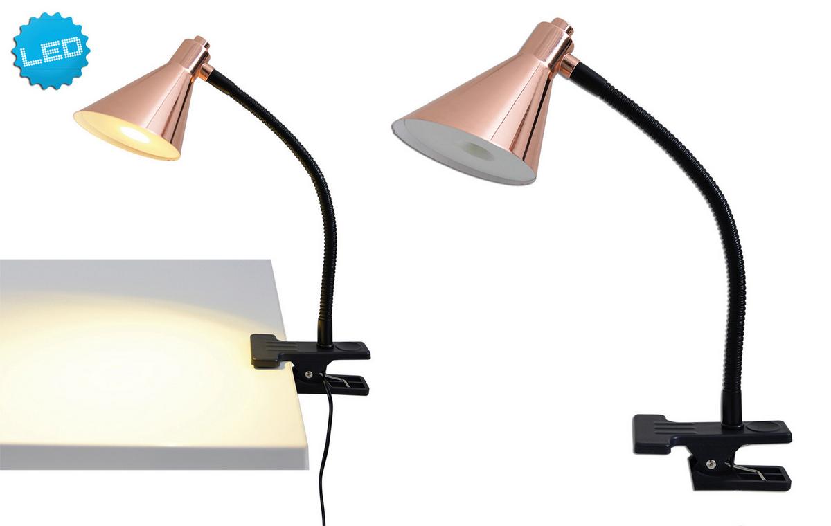 LED-Klemmleuchte Schwarz/ Kupferfarben mit Kippschalter - Schwarz/Kupferfarben, Basics, Metall (8,5/8,4cm) - Näve