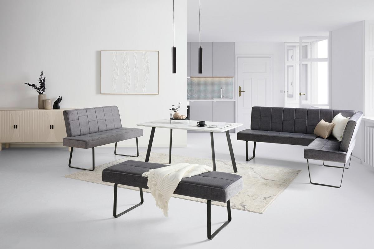 Eckbank Tilos Samt Dunkelgrau, S: 190x150 Cm - Dunkelgrau, KONVENTIONELL, Textil/Metall (190/150cm) - MID.YOU