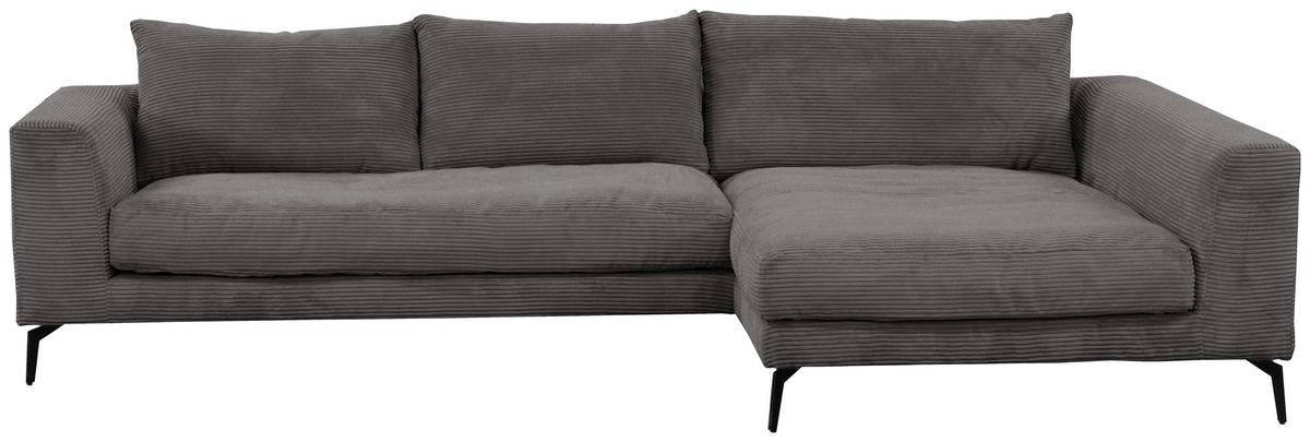 Ecksofa Berlin Cord Grau 313x172 Cm - Schwarz/Grau, Design, Textil (313/172cm) - Livetastic