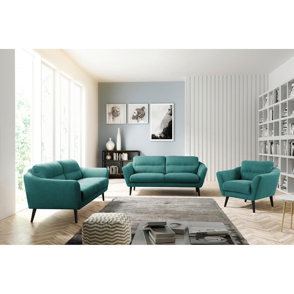 Sessel Tromso Türkis B: 92 Cm - Türkis/Schwarz, Design, Textil (92/87/88cm) - Livetastic