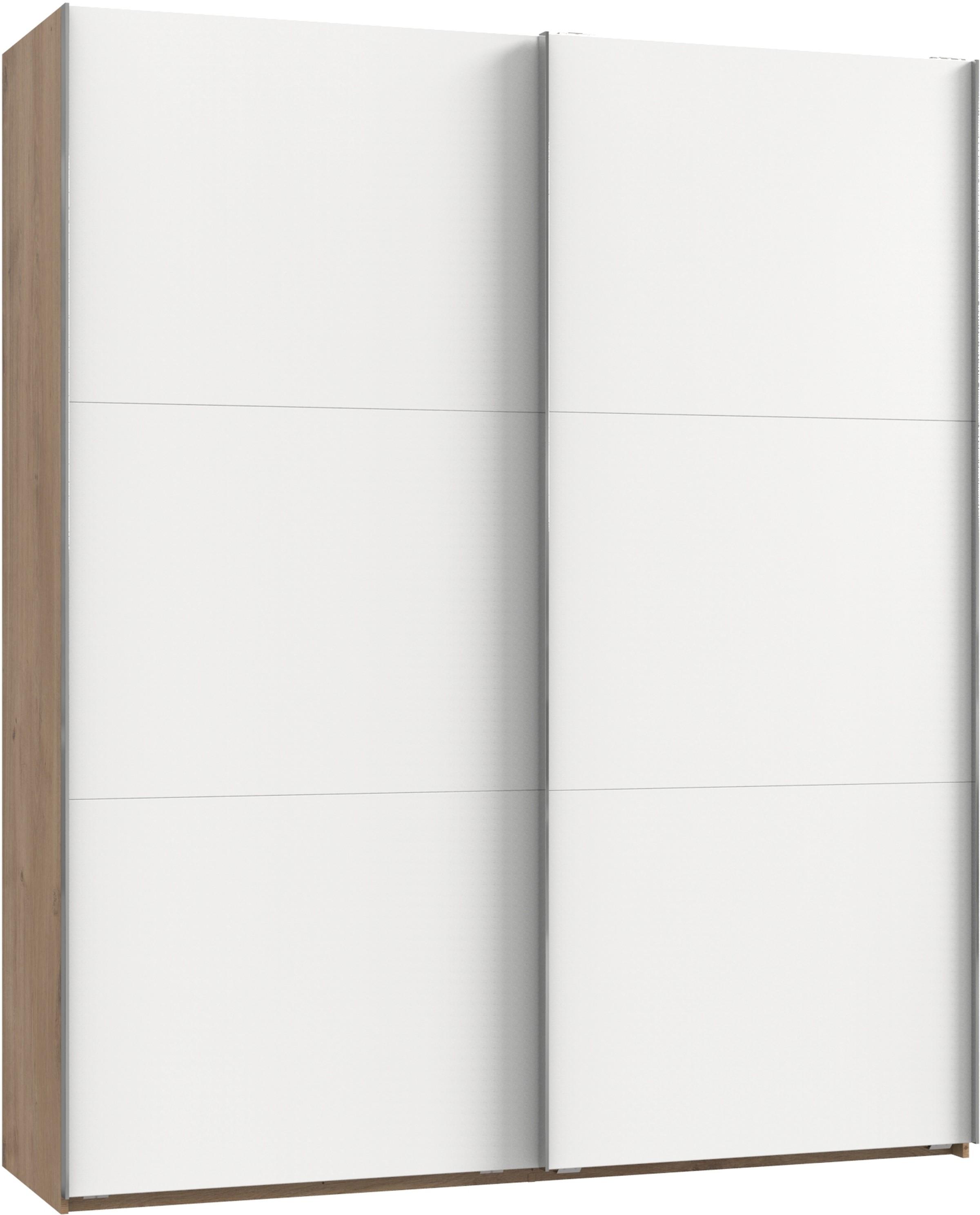Schwebetürenschrank 200cm Level, Weiß/eiche Dekor - Eichefarben/Alufarben, MODERN, Holzwerkstoff (200/236/65cm) - MID.YOU