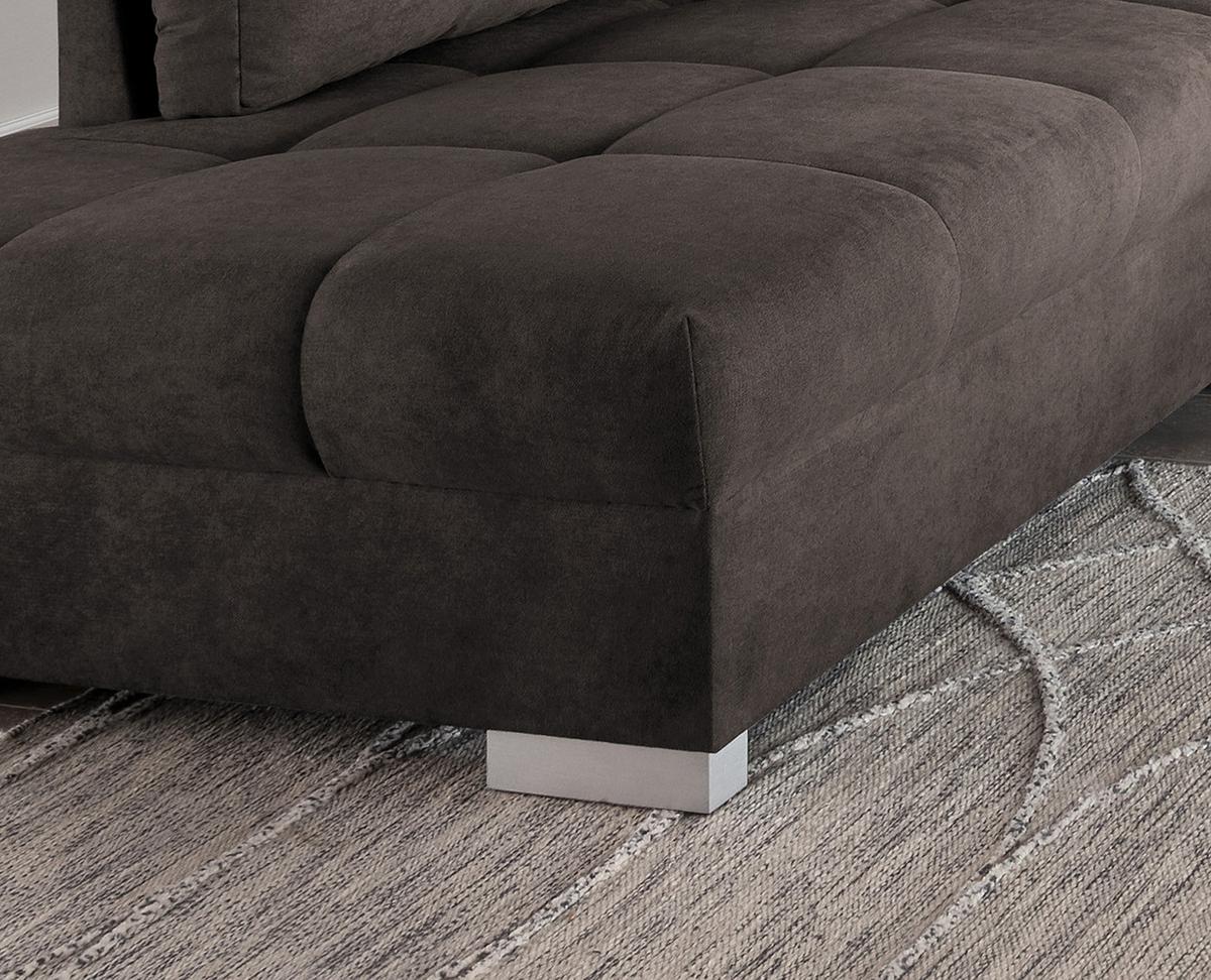 Eckschlafsofa Alvito Dunkelbraun S: 202/298 Cm - Dunkelbraun/Silberfarben, Design, Textil (202/298cm) - Livetastic
