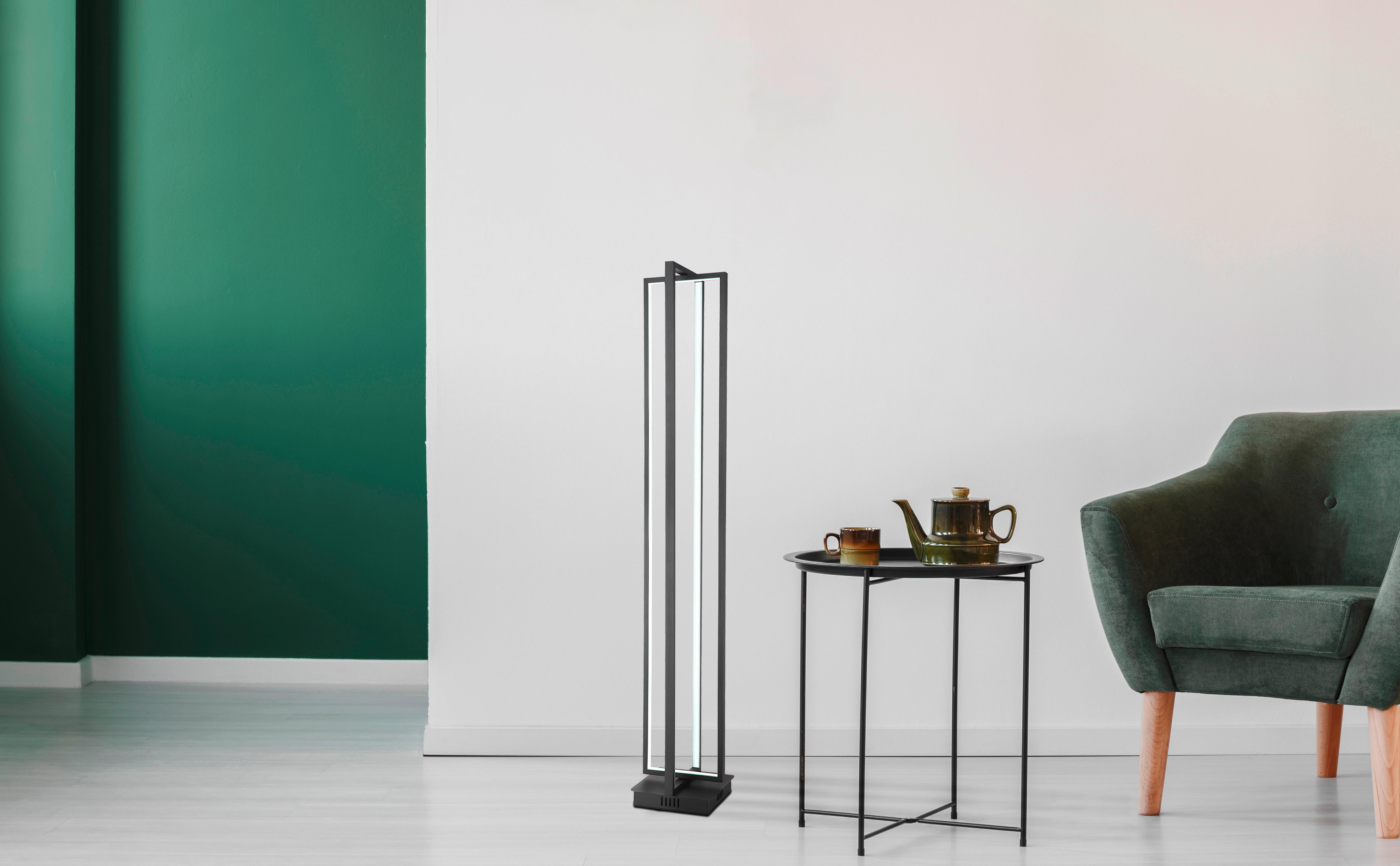 LED-Stehleuchte 67195s - Opal/Schwarz, Design, Kunststoff/Metall (20/20/123cm) - Globo