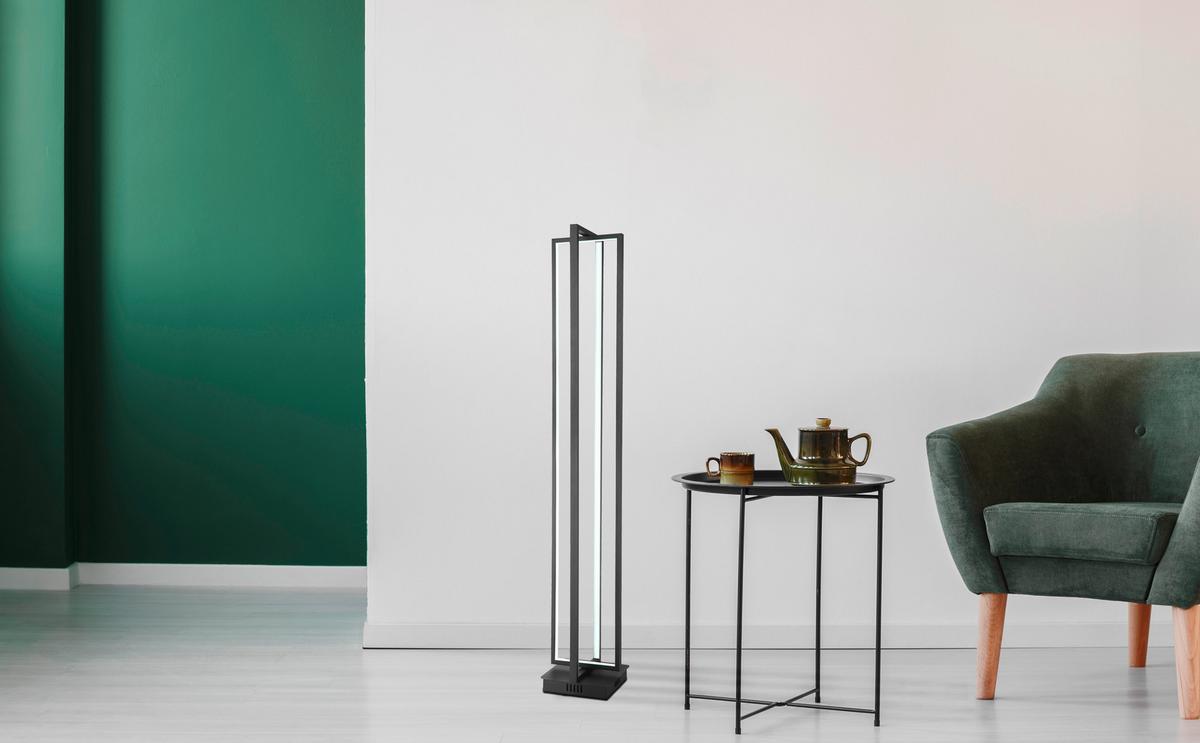 LED-Stehleuchte 67195s - Opal/Schwarz, Design, Kunststoff/Metall (20/20/123cm) - Globo