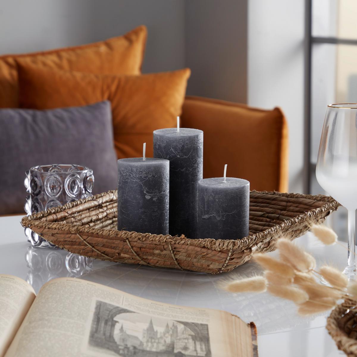 Stumpenkerze Saphira Dunkelgrau Dxh: 6,8x9 Cm - Dunkelgrau, Basics (6,8/9cm) - Ondega