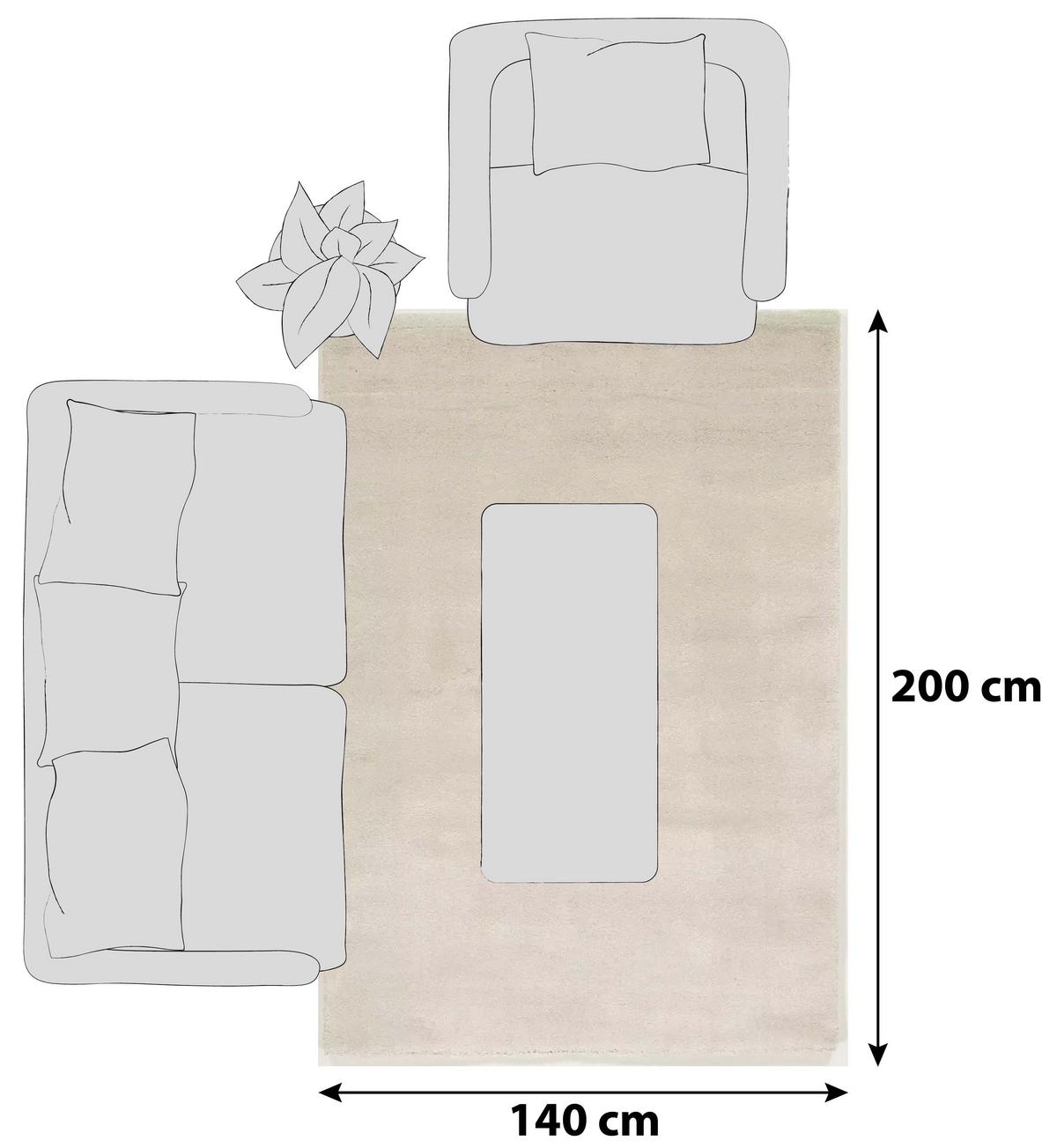 Hochflorteppich Bellevue Creme 140x200 cm - Creme, Basics, Textil (140/200cm) - Novel