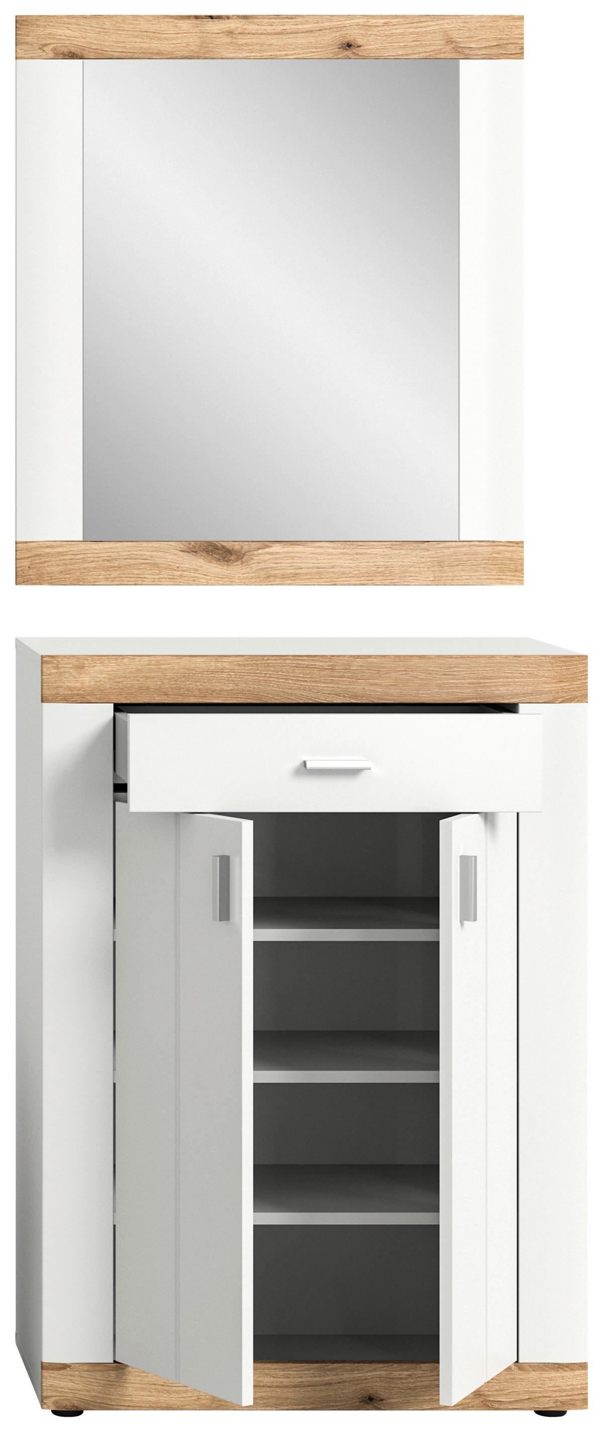 Garderobe Weiß Nb, Nox Oak Dekor - Weiß, KONVENTIONELL, Glas/Holzwerkstoff (73/191/37cm) - MID.YOU