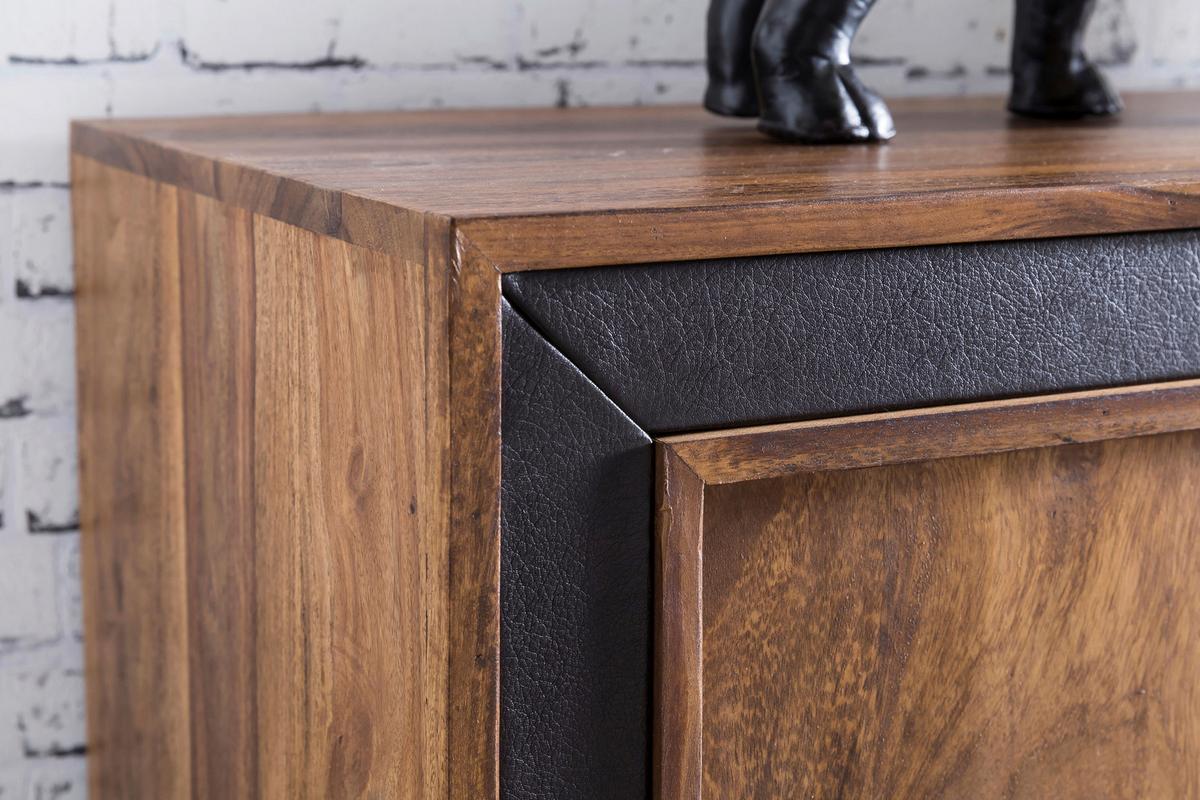 Sideboard 160 cm Sheesham, Sheeshamfarben - Sheeshamfarben/Schwarz, Design, Holz/Textil (160/80/44cm) - MID.YOU