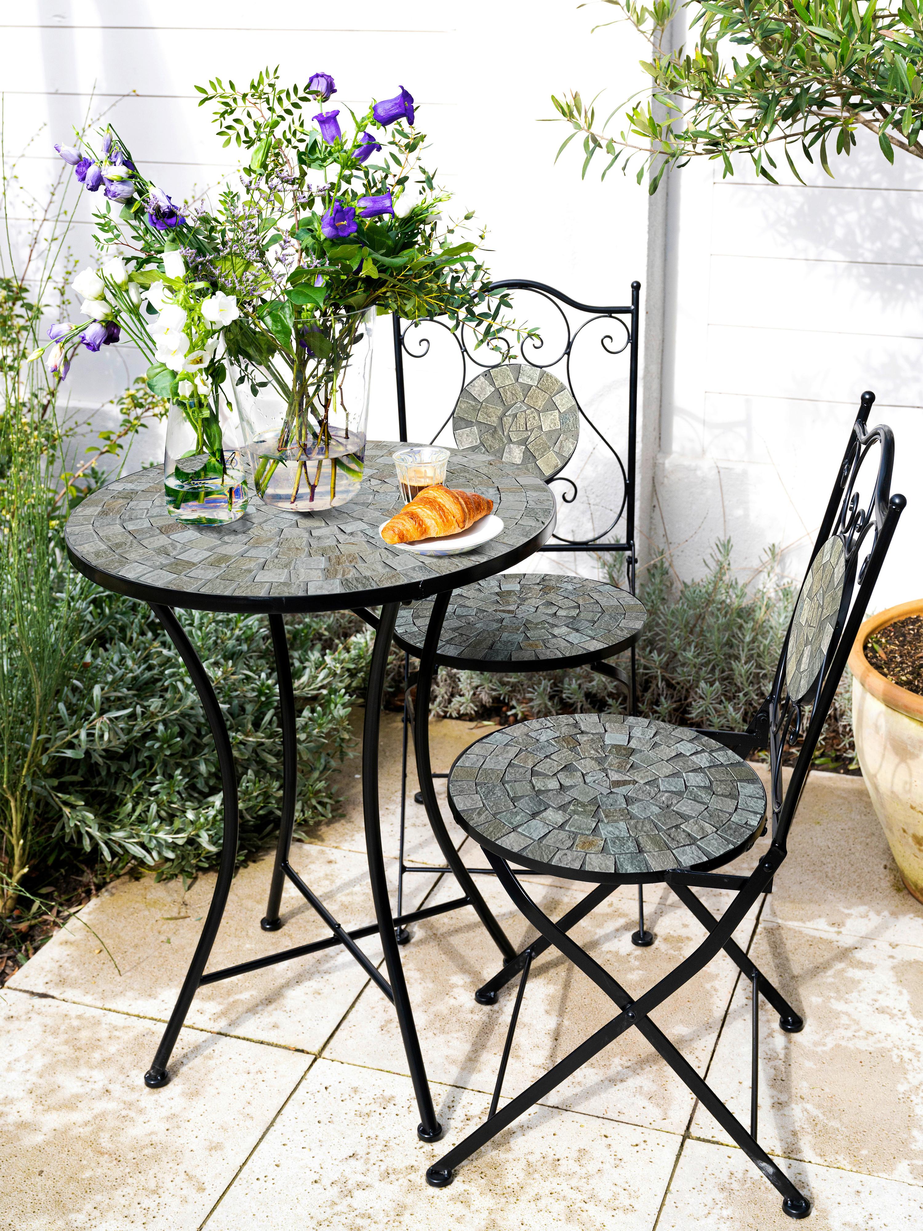 Gartenset Amelie Beige - Beige/Schwarz, Basics, Keramik/Metall (60/75cm) - Ambia Garden