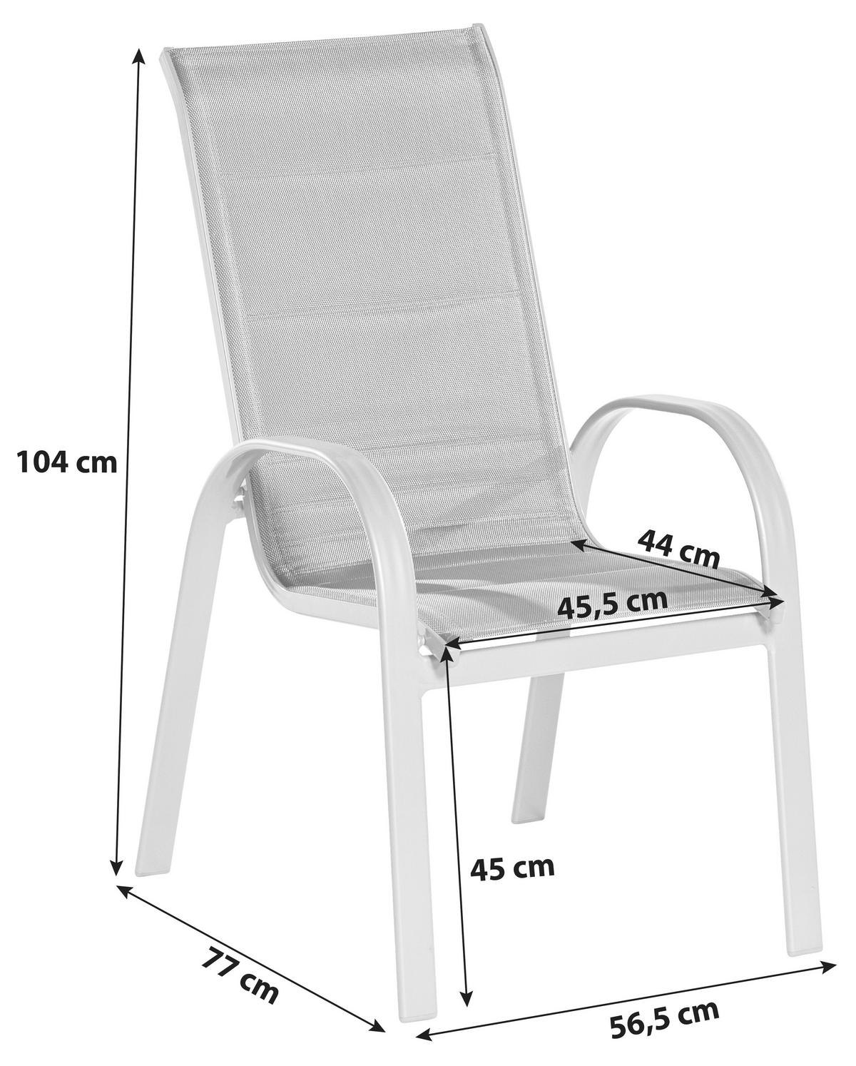 Gartensessel Stapelbar 2er Set Amalfi Di Lusso Metall/Textil - Anthrazit/Silberfarben, KONVENTIONELL, Textil/Metall (56,5/104/77cm) - Gardenson