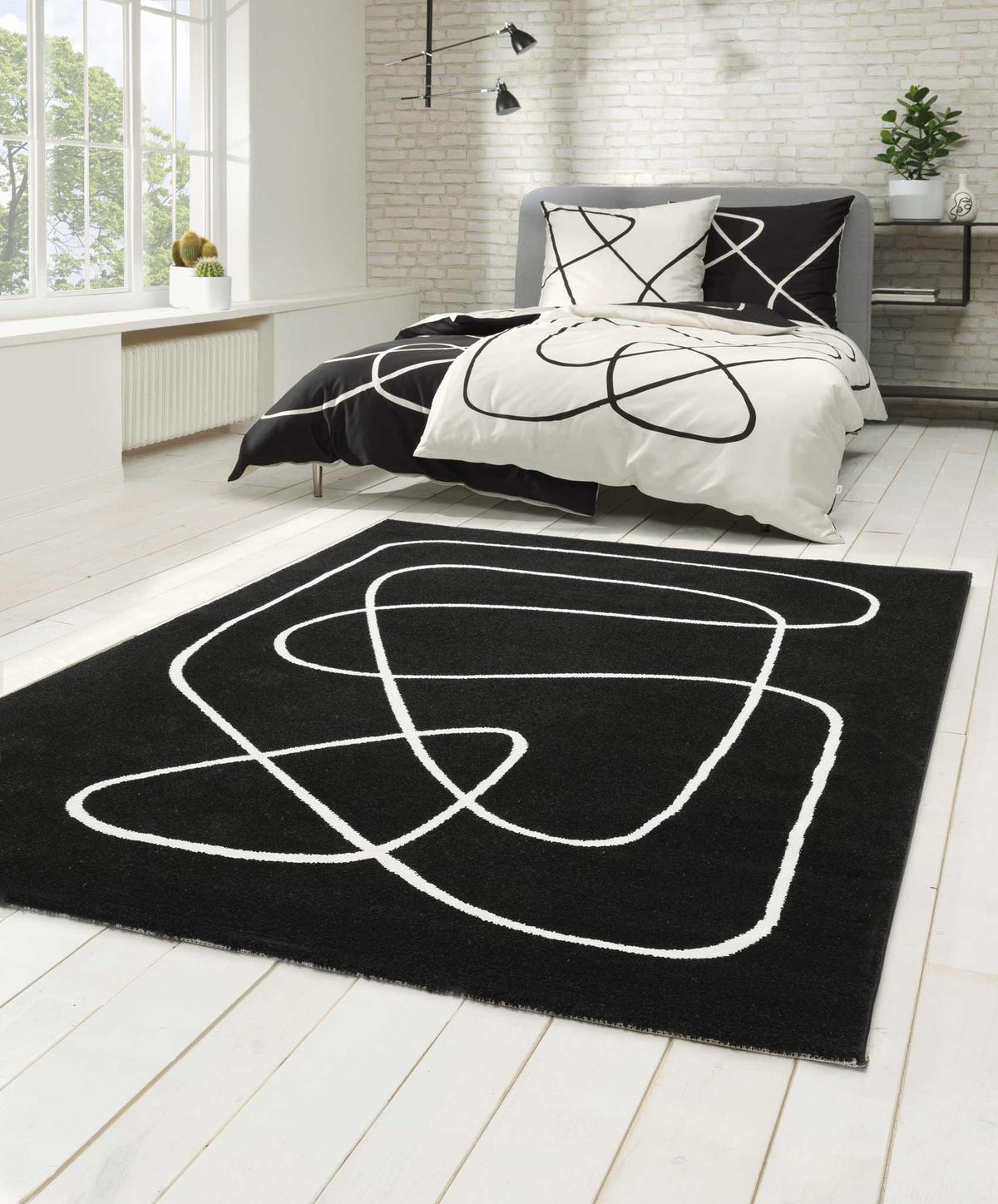 Webteppich Artist Schwarz/Weiß 200x290 cm - Schwarz, Design, Textil (200/290cm) - Esprit