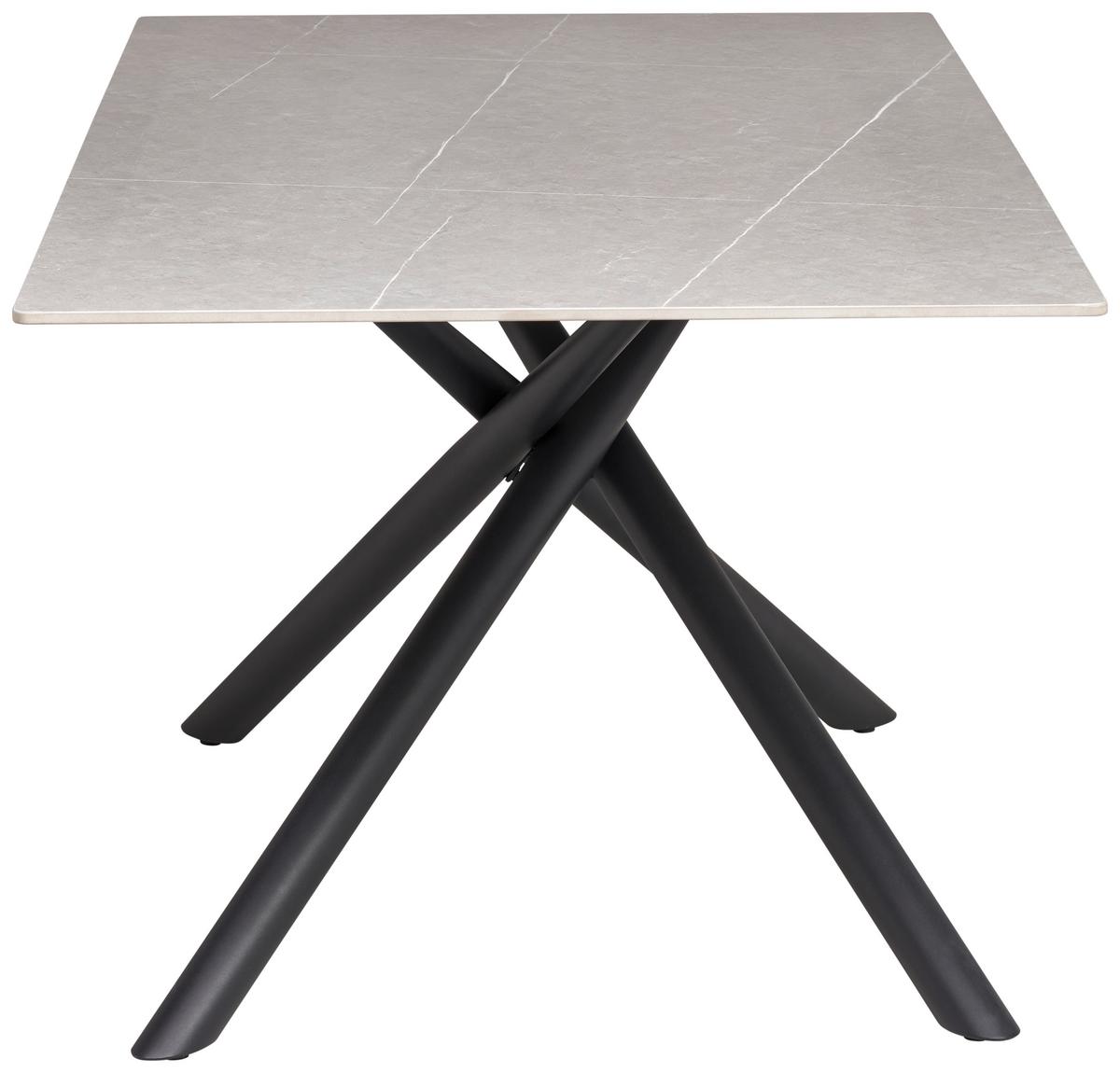 Esstisch Lior Keramik Grau, B: 180 cm - Schwarz/Grau, KONVENTIONELL, Keramik/Metall (180/90/76cm) - MID.YOU