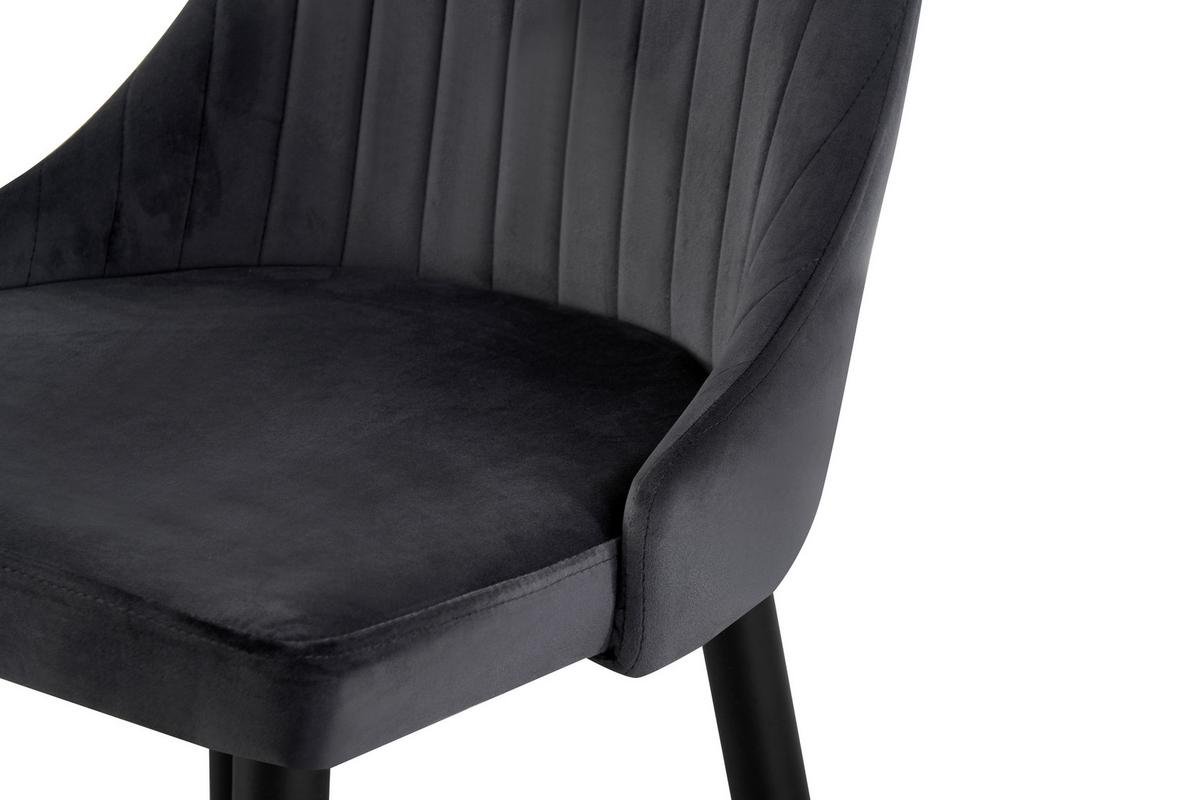 Stuhl-Set Claudia Anthrazit B: 44 cm - Anthrazit/Schwarz, MODERN, Textil/Metall (44/88/58cm) - MID.YOU