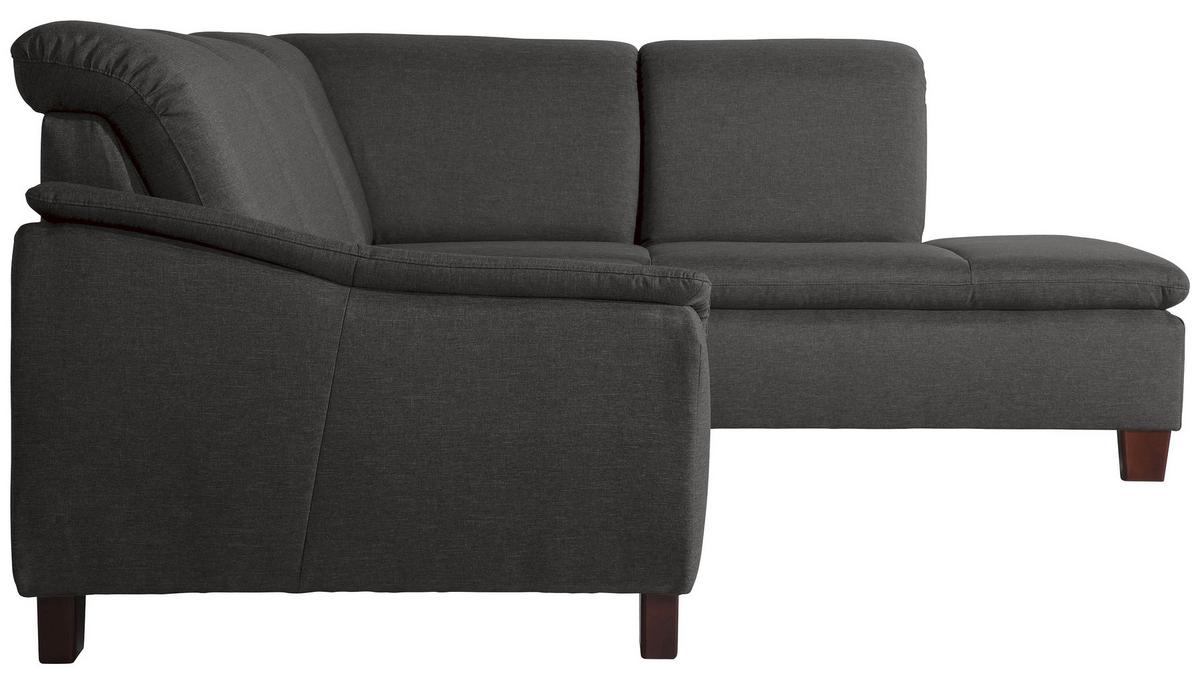 Ecksofa Aaron Anthrazit Flachgewebe - Anthrazit/Nussbaumfarben, Design, Textil (247/187cm) - Max Winzer