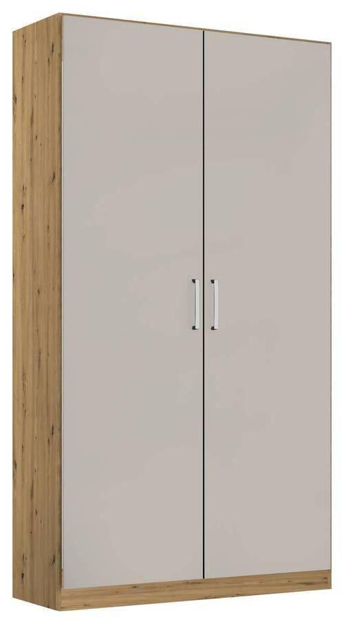 Drehtürenschrank 91 cm Berlin Eiche Dekor/Hellgrau - Hellgrau/Eiche Artisan, MODERN, Holzwerkstoff (91/210/54cm) - Rauch Möbel