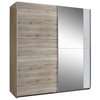 Schwebetürenschrank M. Spiegel 180cm Stripe, Eiche Dekor - Eichefarben/Weiß, MODERN, Holzwerkstoff (179/198/64cm) - MID.YOU