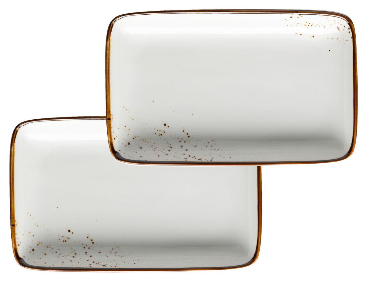 Servierplatten-Set Pintar Braun/Beige, 2-teilig - Beige/Braun, Trend, Keramik (21/3/13cm) - Mäser