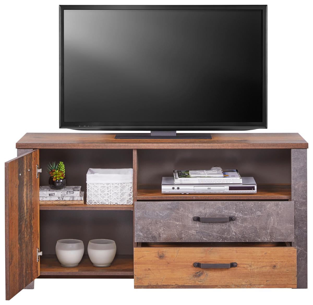 Tv-lowboard Ontario B: 131 Cm Eiche Dekor/betonoptik - Dunkelgrau/Eichefarben, Trend, Holzwerkstoff (131/67,7/41,5cm) - Ondega