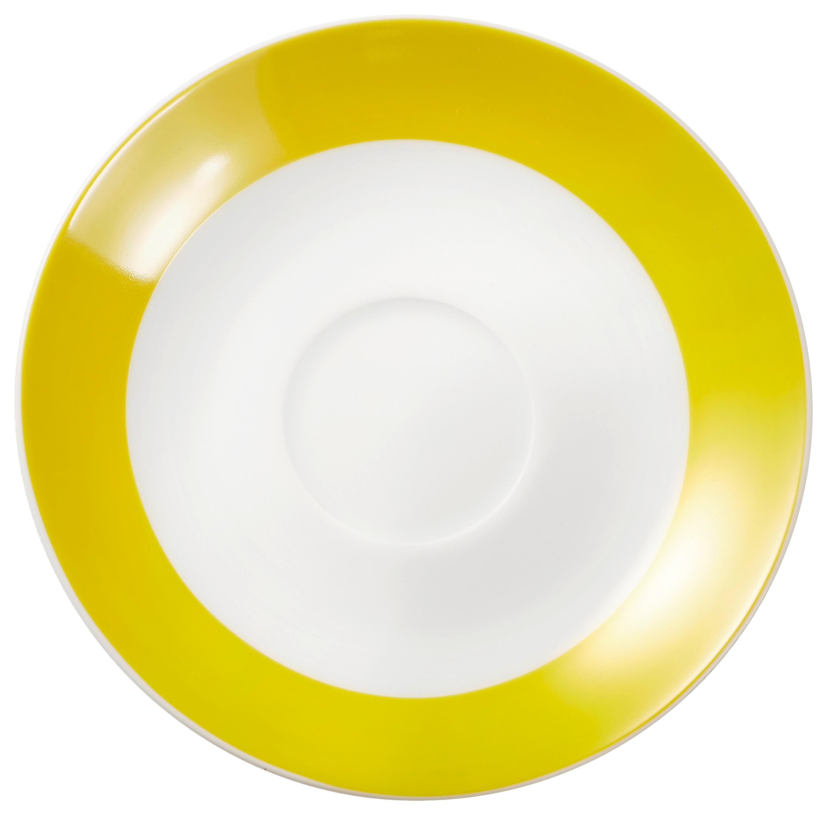 Untertassenset Gelb Weiß 6-teilig D: 15,5 cm - Gelb/Weiß, Basics, Keramik (15,5cm) - Van Well
