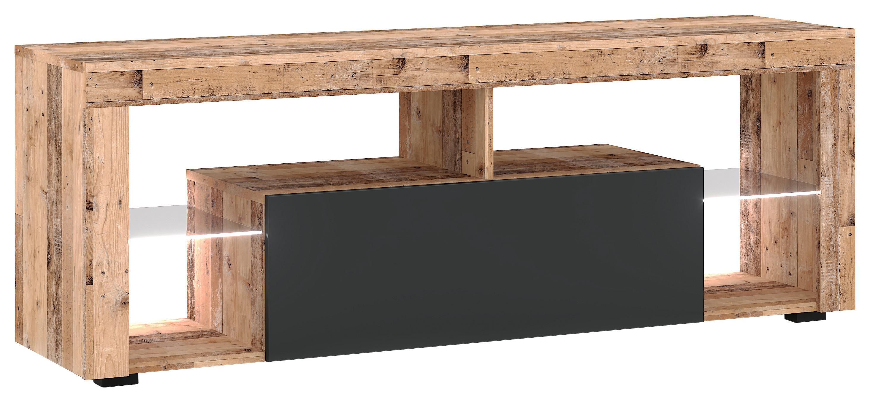 TV-Lowboard Everest B: 140 cm Alteiche Anthrazit - Alteiche/Anthrazit, Design, Glas/Holzwerkstoff (140/50,5/35cm) - Livetastic