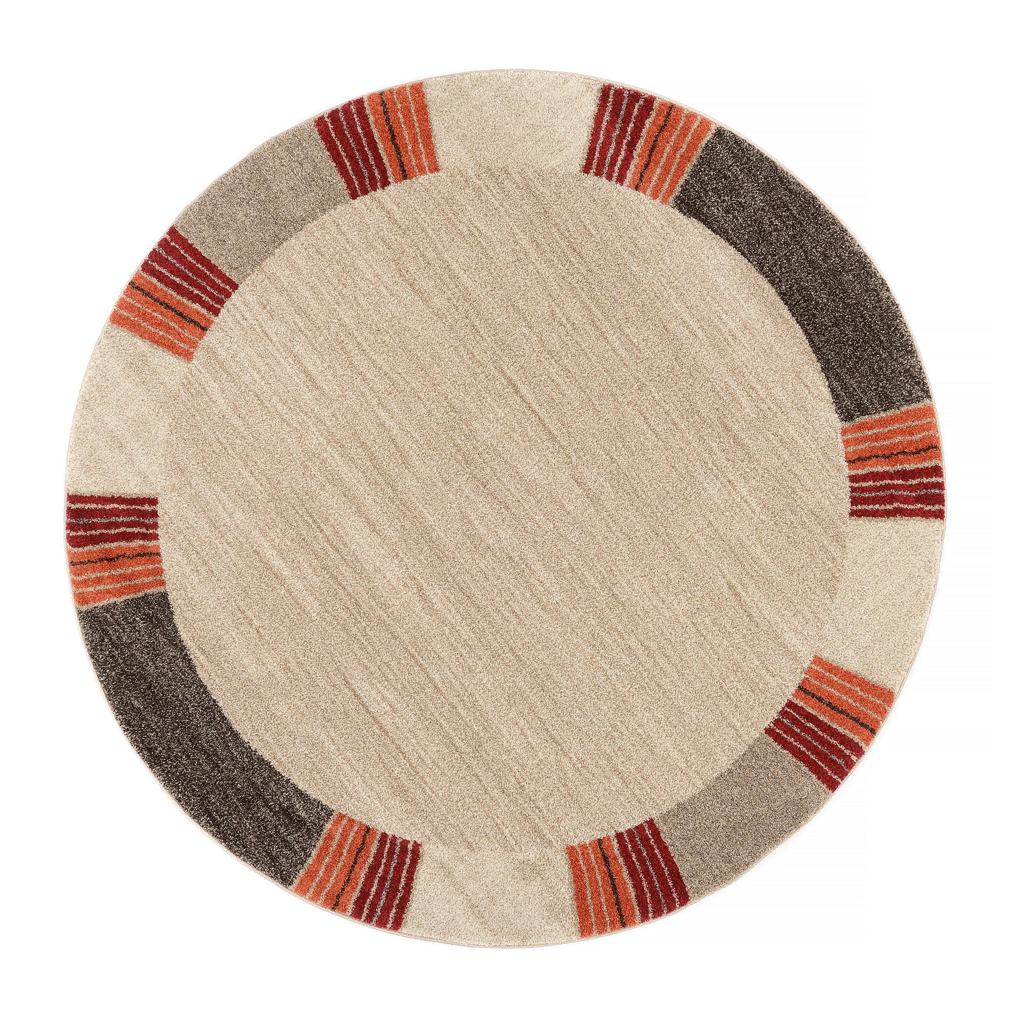 Webteppich Braun/Beige Palazzo Lobo Rund Ø 200 cm - Dunkelbraun/Beige, KONVENTIONELL, Textil (200cm) - Novel