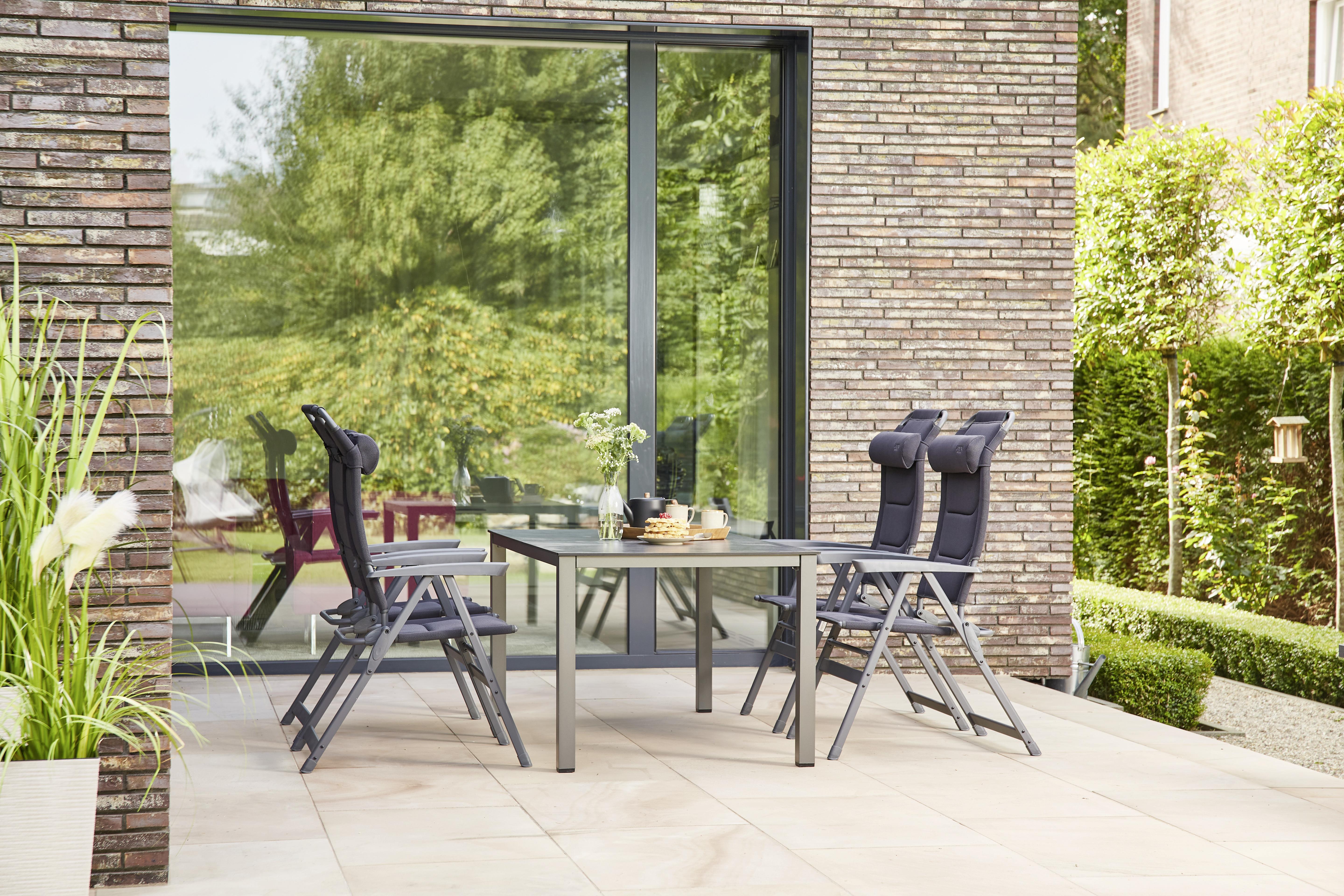 Gartengarnitur PREMIUM aus Aluminium in Anthrazit mit Polsterung 5-teilig