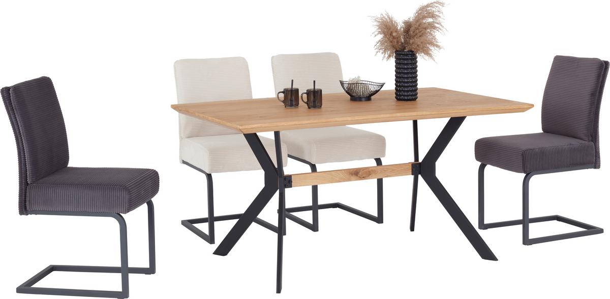 Esstisch mit Echtholz-Platte Rupert 150x90cm - Eichefarben/Schwarz, MODERN, Holzwerkstoff/Metall (150/76/90cm)