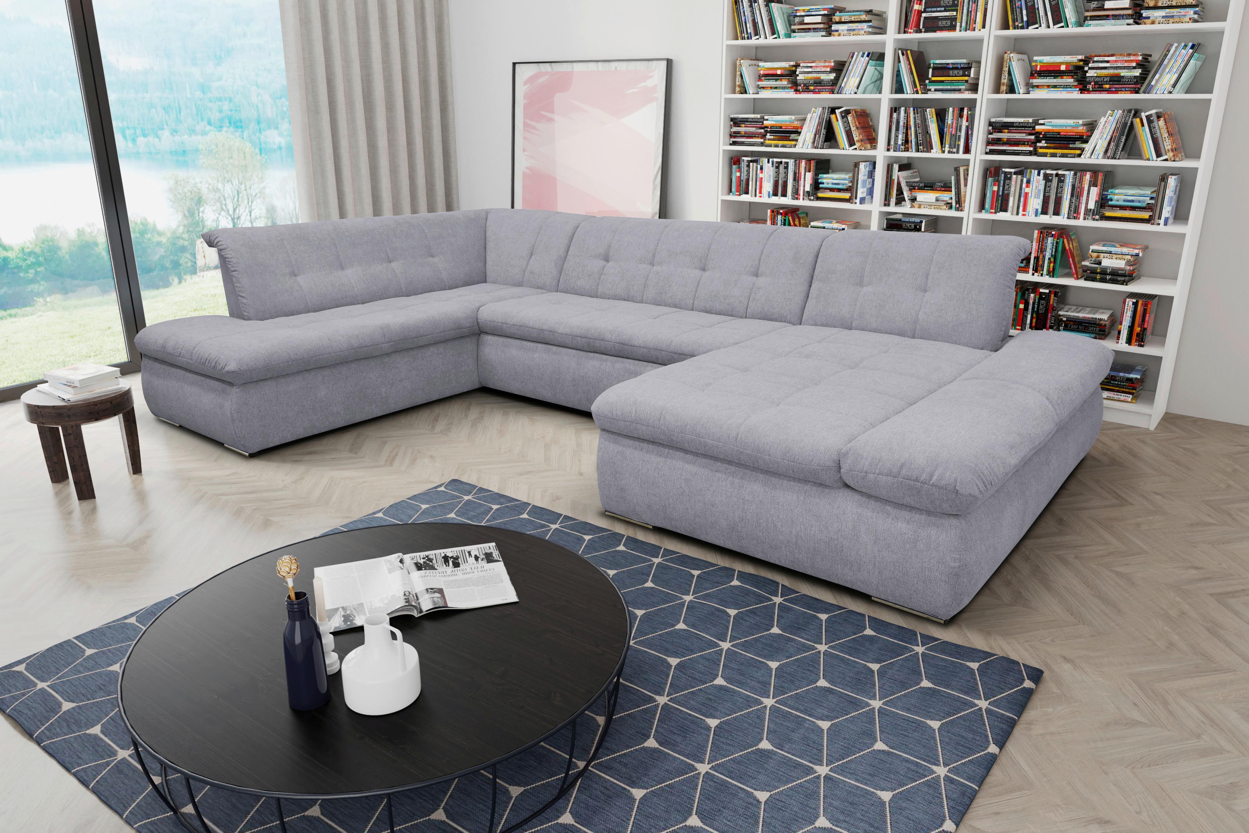 Wohnlandschaft Moric Mikrofaser Grau - Chromfarben/Grau, KONVENTIONELL, Textil (216/353/172cm) - MID.YOU
