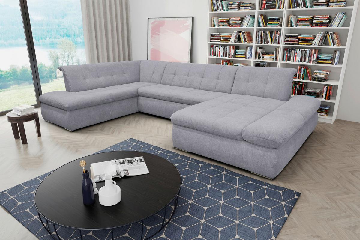 Wohnlandschaft Moric Grau Mikrofaser - Chromfarben/Grau, KONVENTIONELL, Textil (216/353/172cm) - MID.YOU