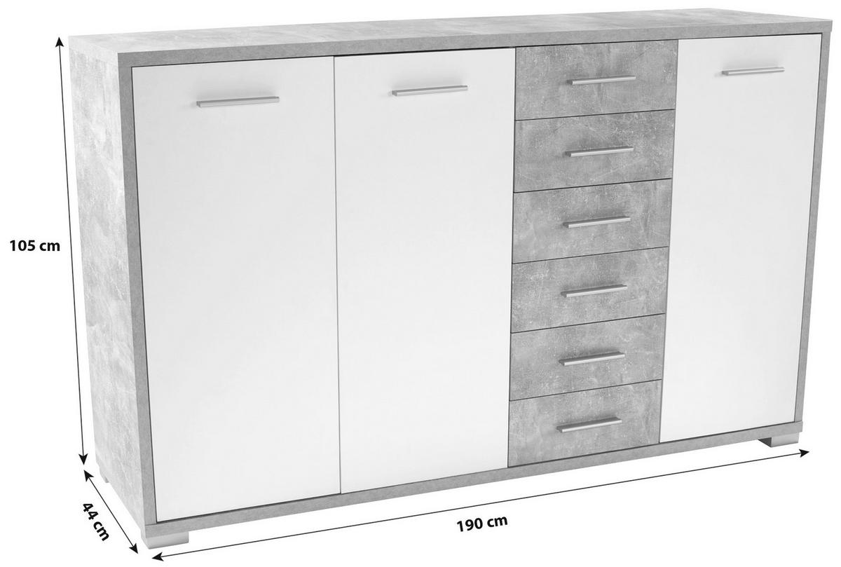 KOMODA Q-BIG NEW QBK03 - biela/farba duba, Modern, drevo/plast (190/105/44cm)