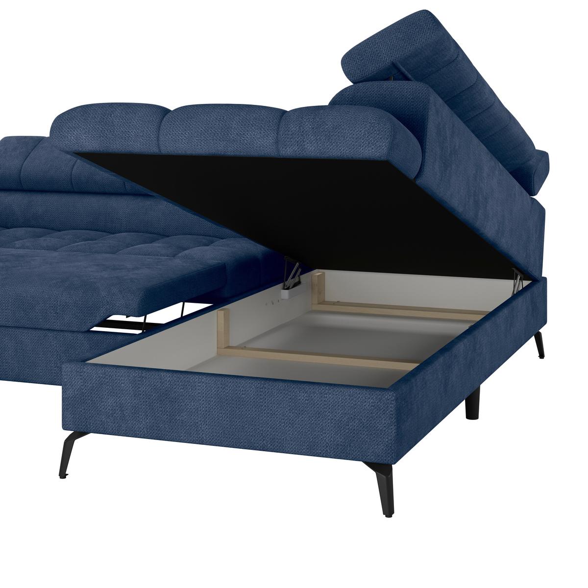 Ecksofa Volf Rechts New Blau, S: 261x203 cm - Blau/Schwarz, Trend, Kunststoff/Textil (261/203cm)