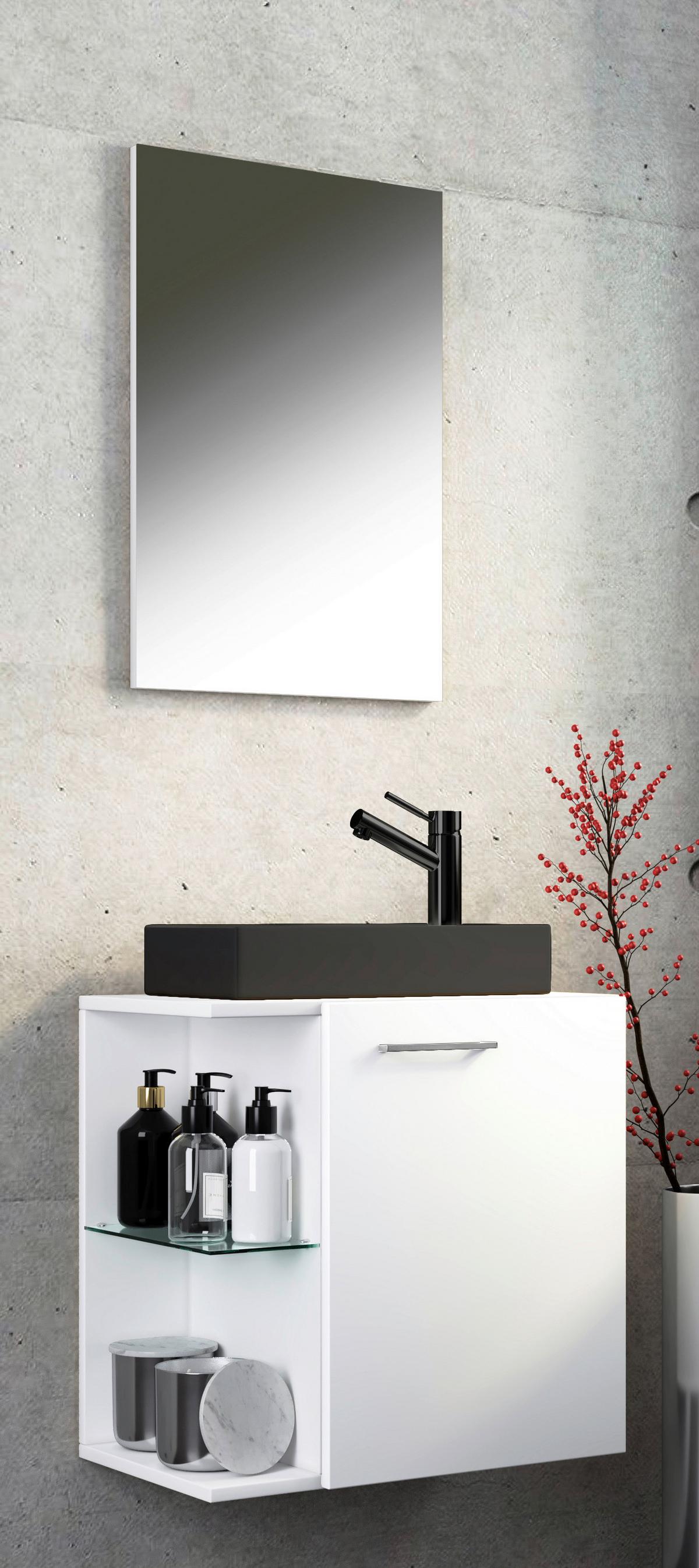 Gästebad Hausa Bl - Schwarz/Weiß, MODERN, Glas/Keramik (52cm) - MID.YOU