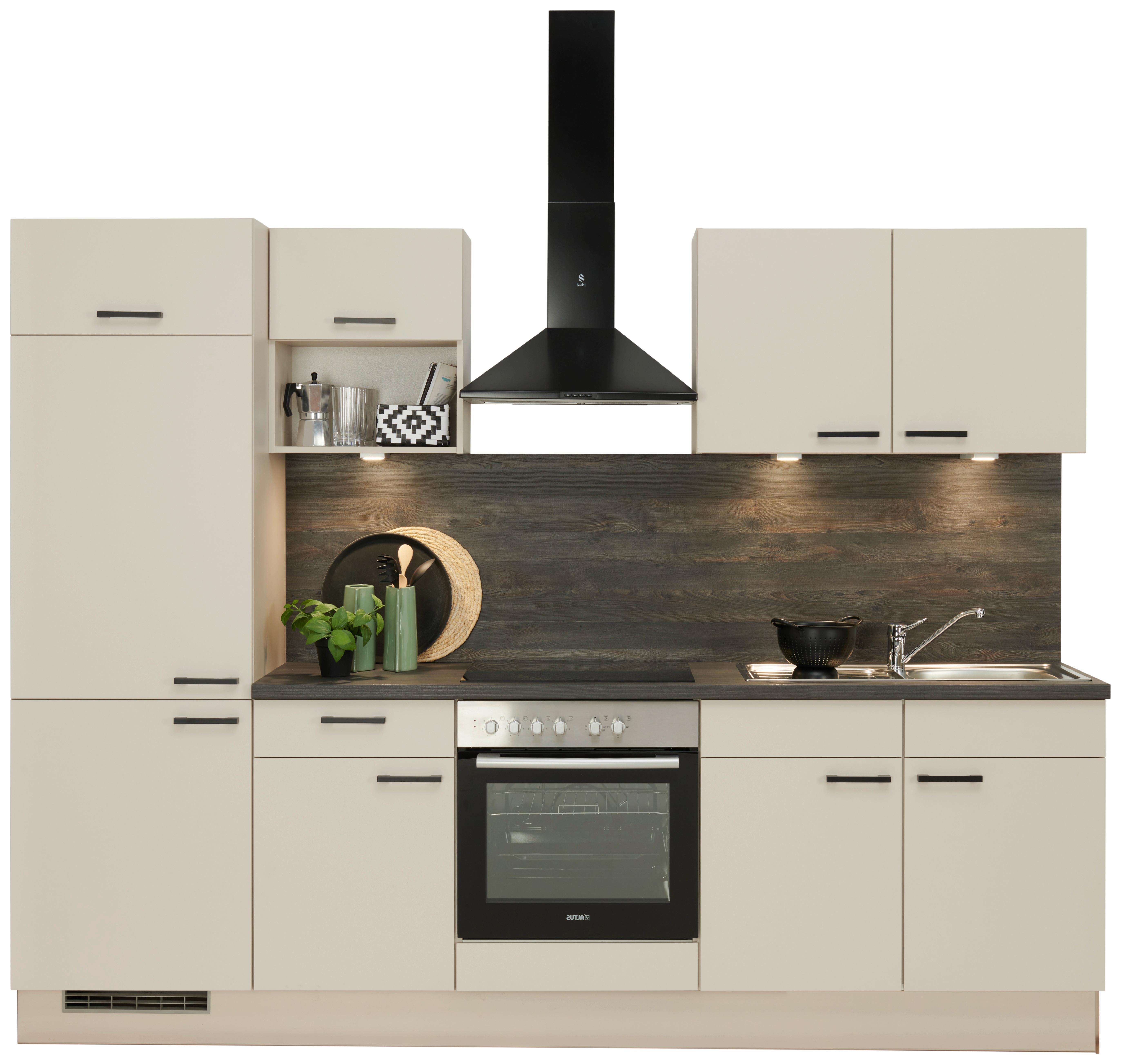Küchenzeile Pn80 mit Geräten B: 270 cm Kaschmirgrau/Lava - Kaschmir/Anthrazit, MODERN, Holzwerkstoff/Kunststoff (270cm) - Pino
