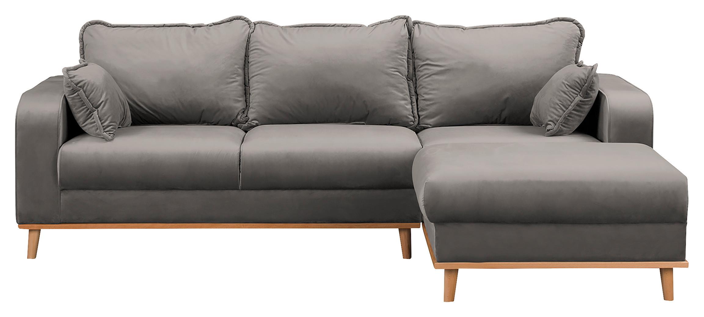 Ecksofa Beata Grau S: 230x150 cm - Wengefarben/Grau, Design, Textil (230/150cm) - Livetastic