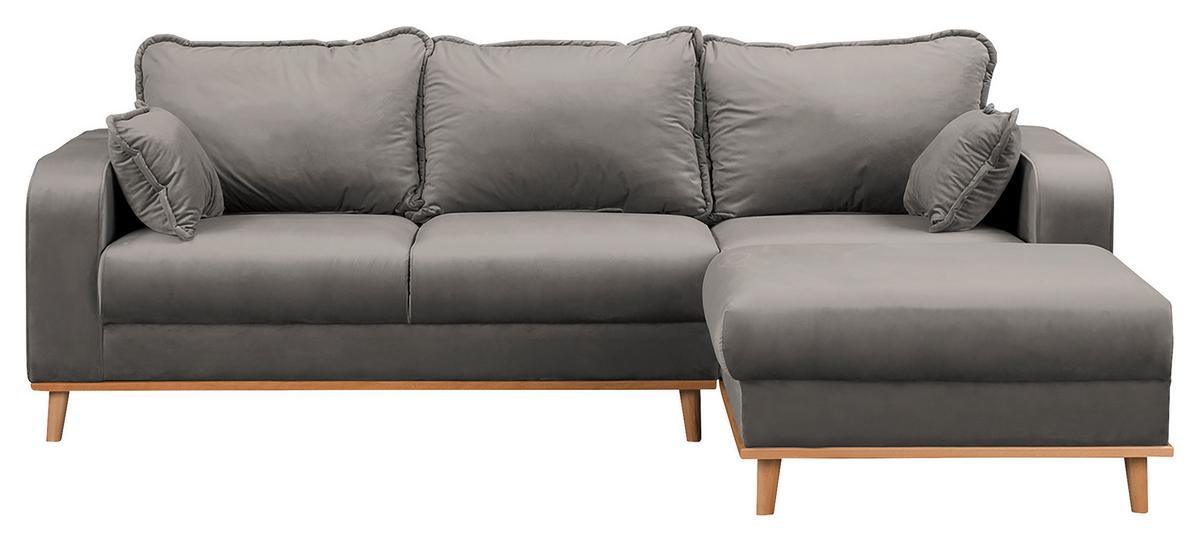Ecksofa Beata Grau S: 230x150 cm - Wengefarben/Grau, Design, Textil (230/150cm) - Livetastic