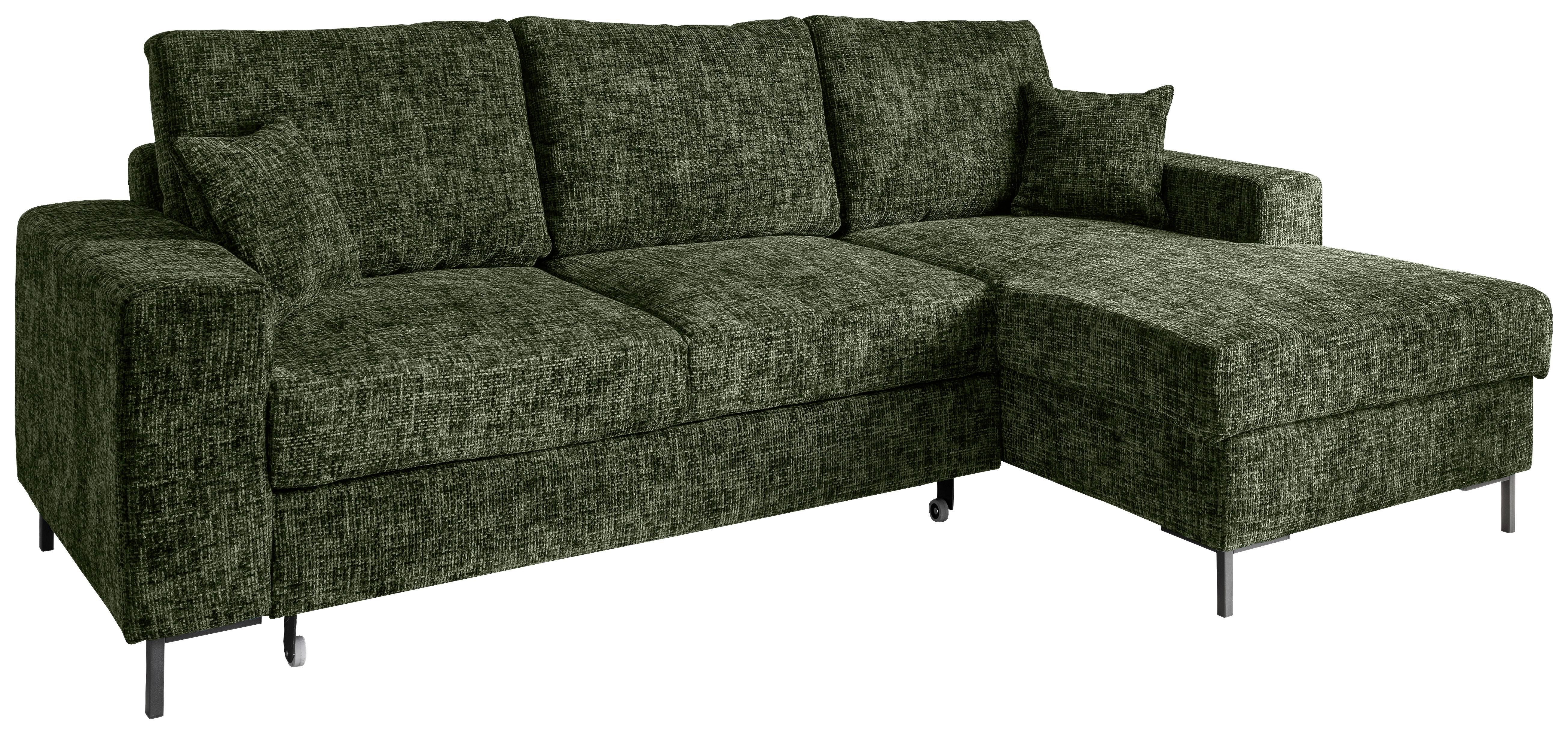 Eckschlafsofa Zona, D. Grün S: 237x143 Cm - Dunkelgrün/Schwarz, KONVENTIONELL, Textil (237/143cm) - Livetastic