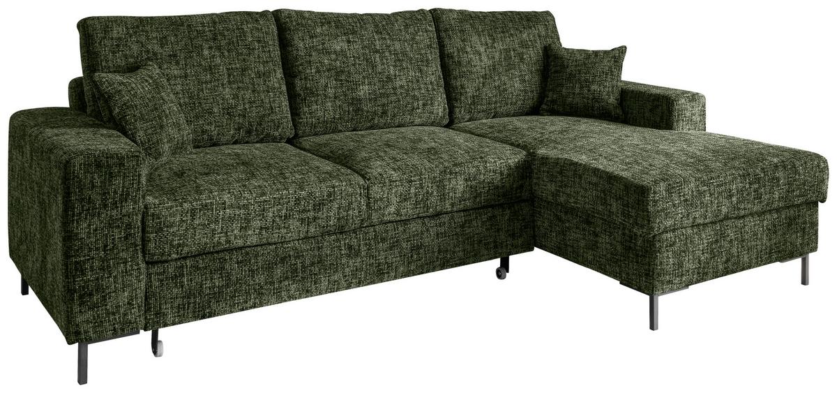Eckschlafsofa Zona, D. Grün S: 237x143 Cm - Dunkelgrün/Schwarz, KONVENTIONELL, Textil (237/143cm) - Livetastic