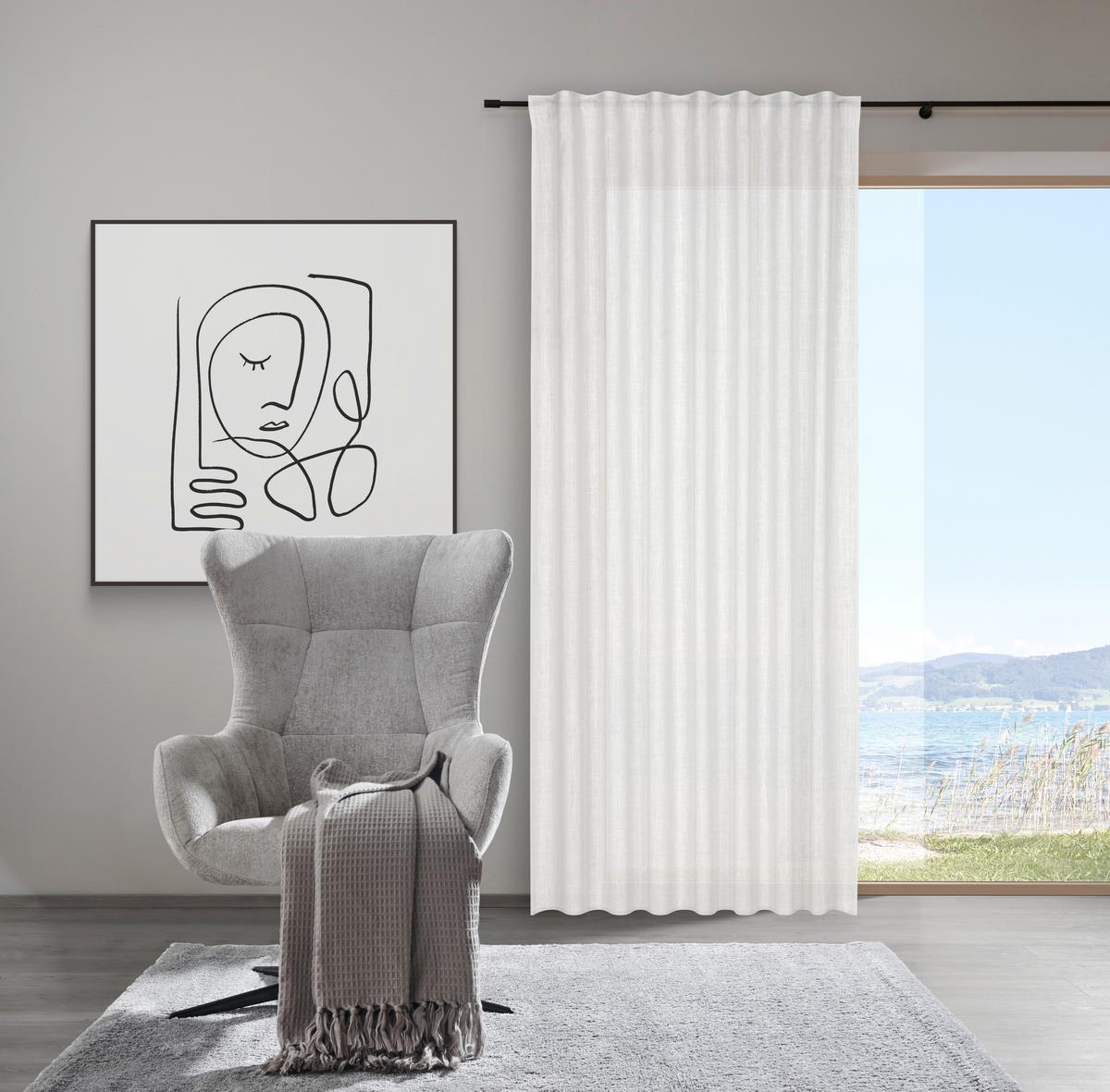 HOTOVÝ ZÁVĚS LINA - bílá, textil (140/255cm) - Premium Living