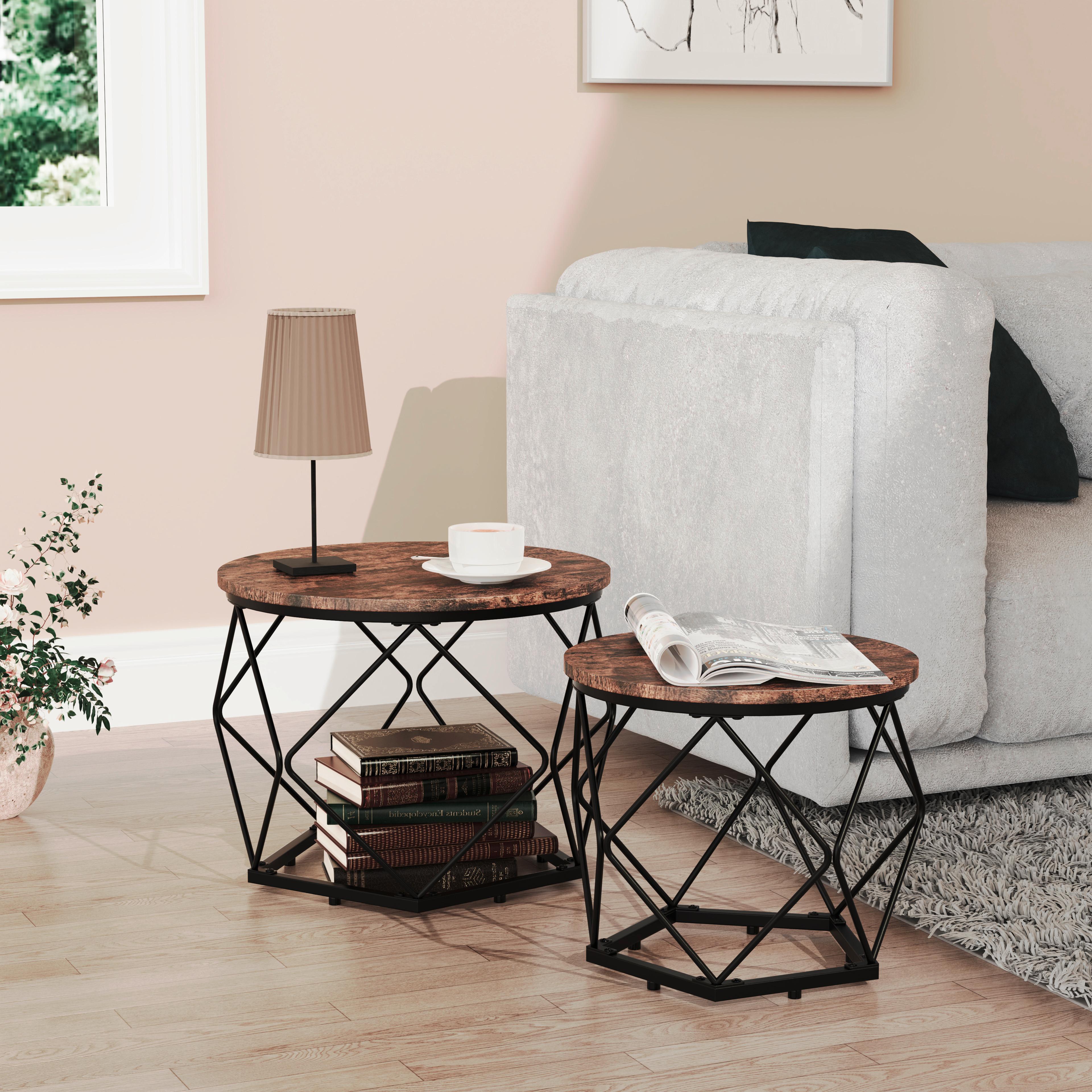 Beistelltisch Helaro Eichefarbe Dekor L:50cm - Eichefarben/Schwarz, Design, Holzwerkstoff/Metall (50/40/50cm) - MID.YOU