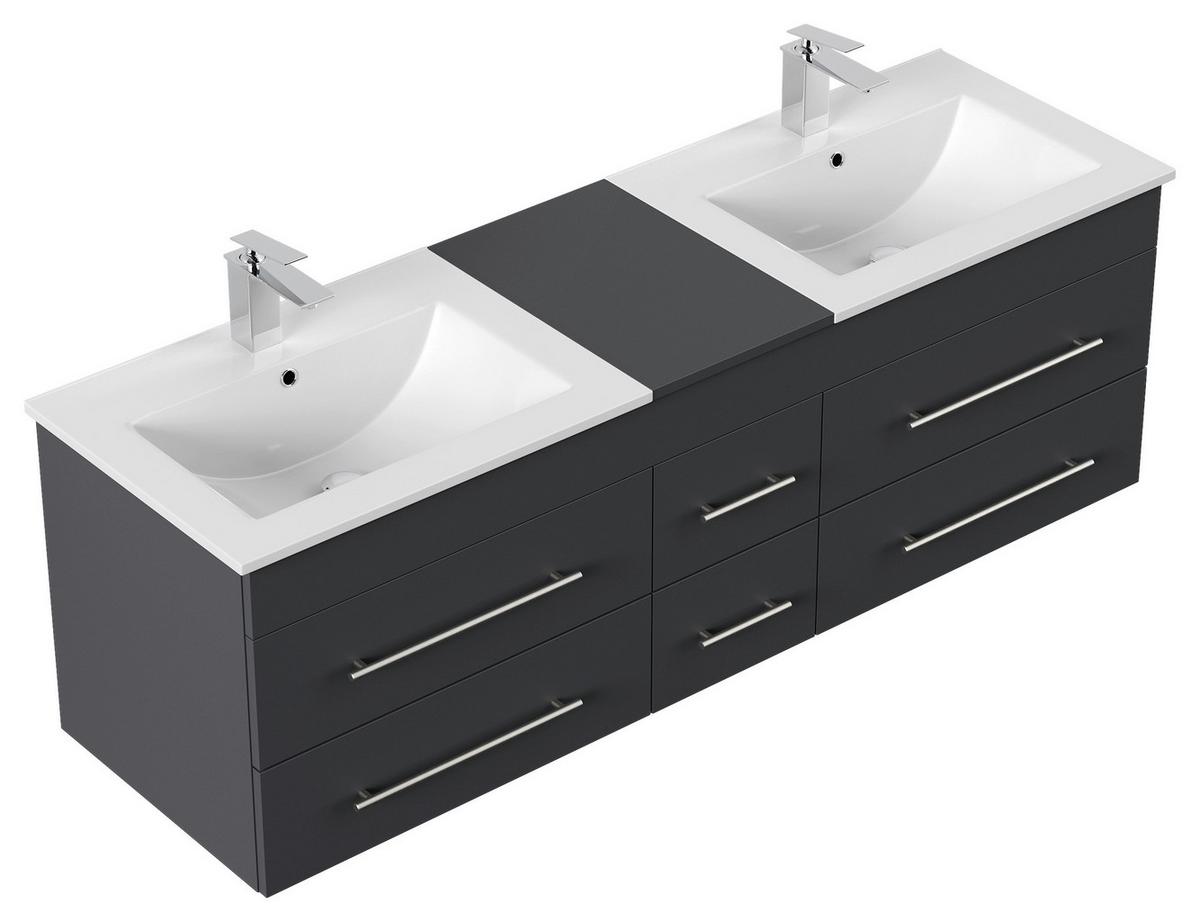 WASCHTISCHKOMBI Nero XL, Graphitfarben B: 153 cm - Graphitfarben/Weiß, Basics, Keramik/Holzwerkstoff (153cm) - MID.YOU