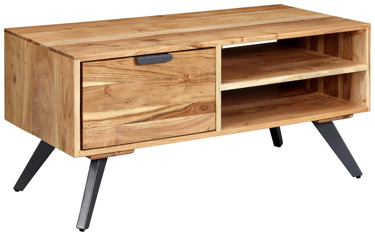 Konferenční stolek akácie - šedá/přírodní barvy, Konvenční, kov/dřevo (95/45/45cm) - MID.YOU